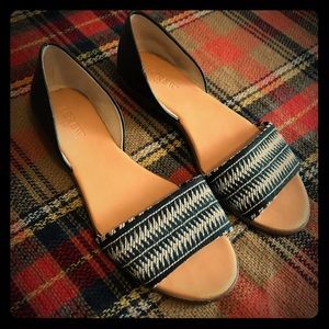 J.Crew Factory Morgan Peep-Toe Flats EUC